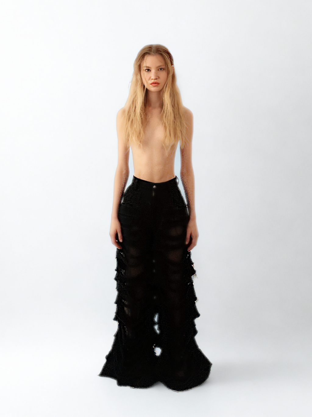 Handmade Distressed Denim Palazzo Jeans.