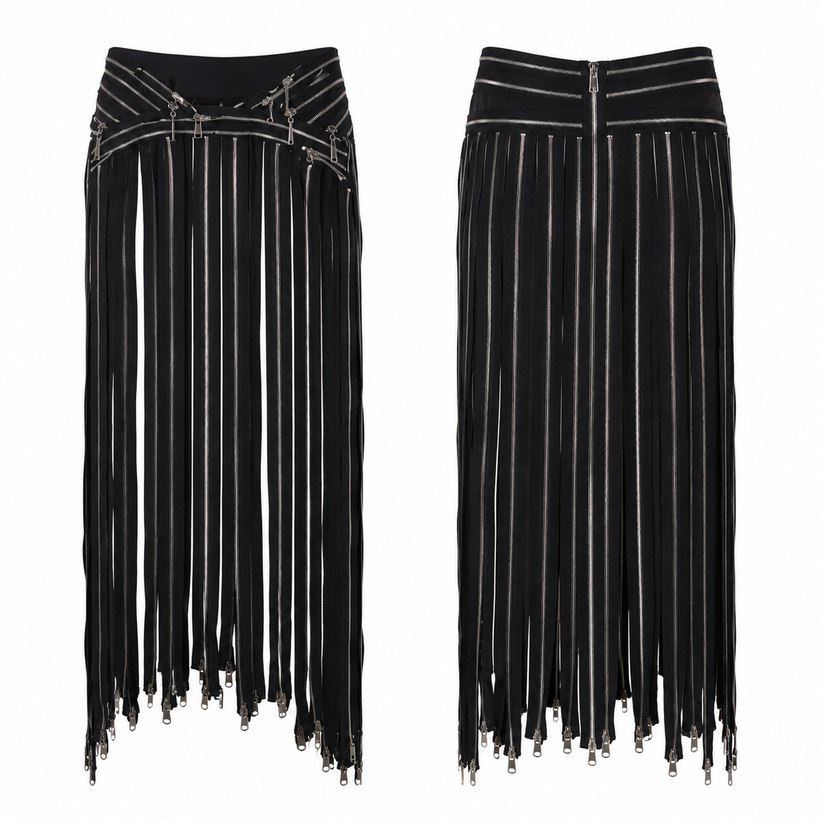 Zippered Hand Embroidered Skirt On Nude Tulle