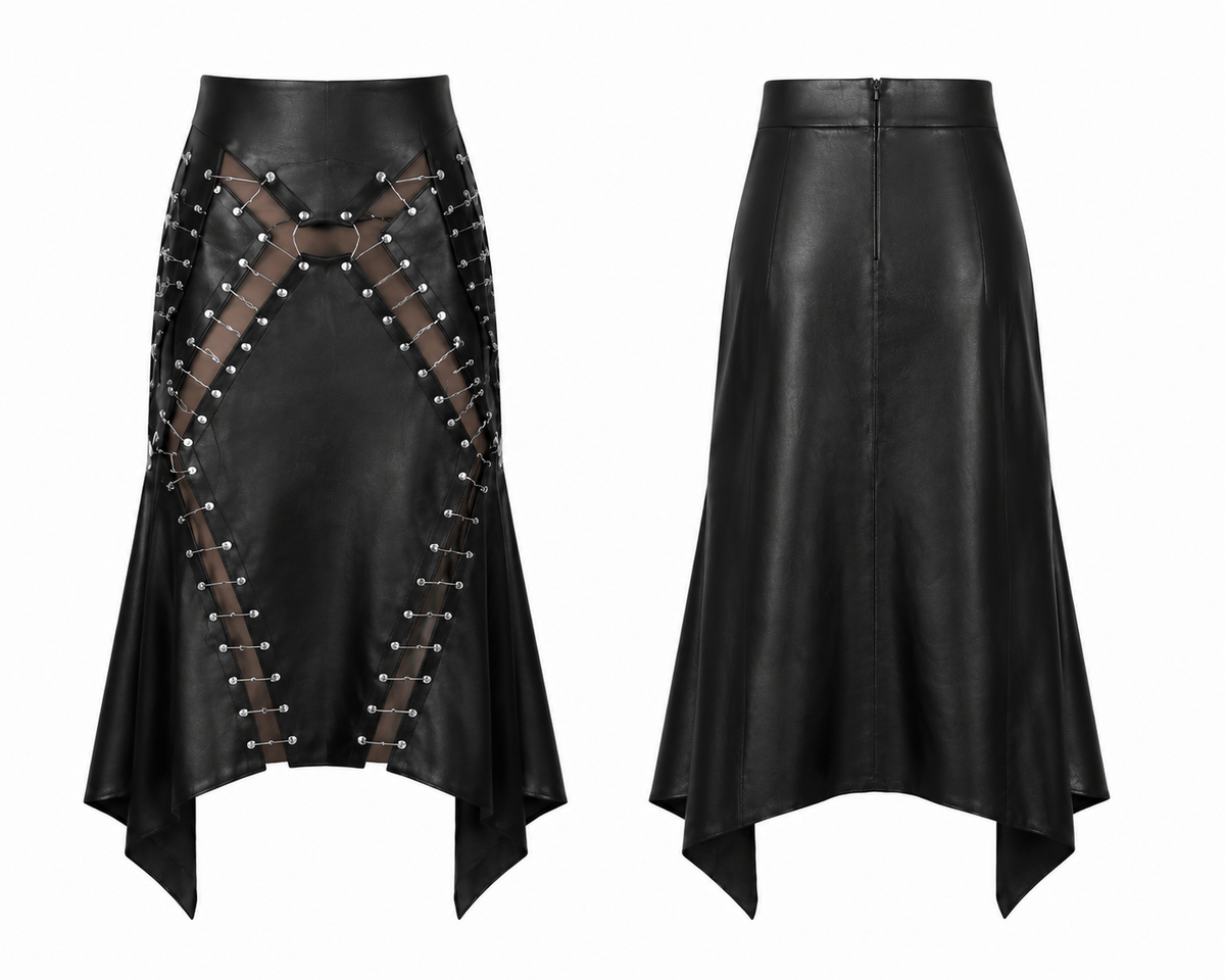 Bio Leather Handmade Paneled Skirt