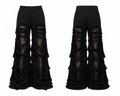 Handmade Distressed Palazzo Denim And Mesh Pants